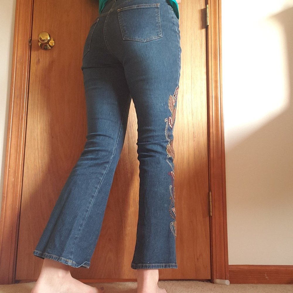 Autumn Embroidery Flare Jeans